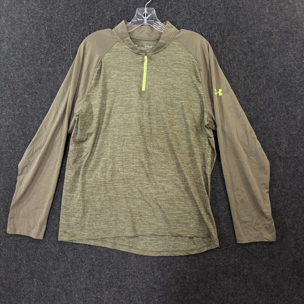 Under Armour Pullover Shirt Men's XL Green Heather 1/4 Zip Long Sleeve Training